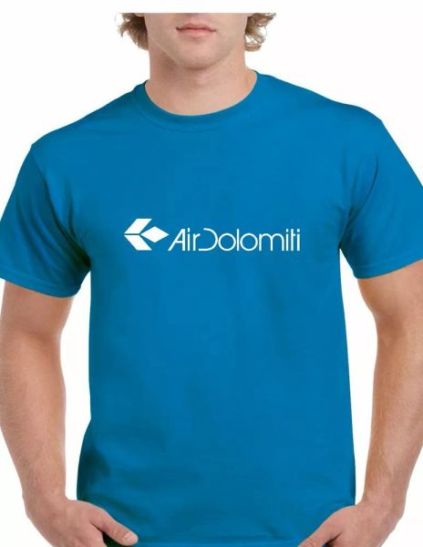 

air dolomiti retro logo italian airline tee white royal blue cotton t-shirt, White;black