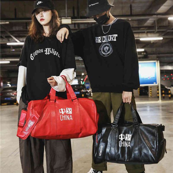 

handbags bags fitness folding luggage pu soft surface swimming yoga independent shoes net red travel, Black;red