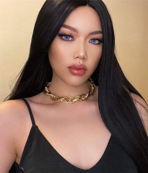 

chokers individuality all-match tassel single layer aluminum chain female necklace jewelry simple fashionable three woven, Golden;silver