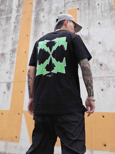 

off-white2021 spring / summer new style back green multi angle arrstyle short sleeve t-shirt, White;black