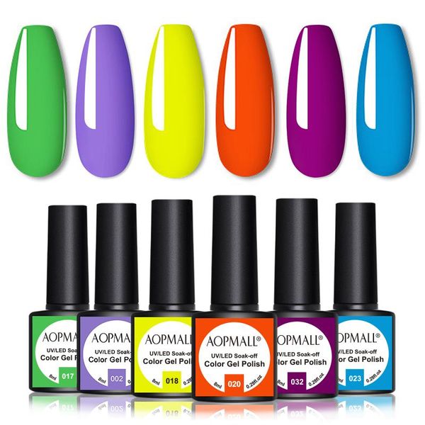 

nail gel 6 color 8ml polish kit soak off uv cosmetics art manicure set, Red;pink