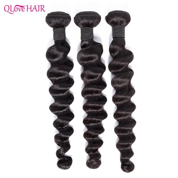 

human hair bulks qlove loose deep wave bundles brazilian weave 100% curly 3/4 remy extensions, Black