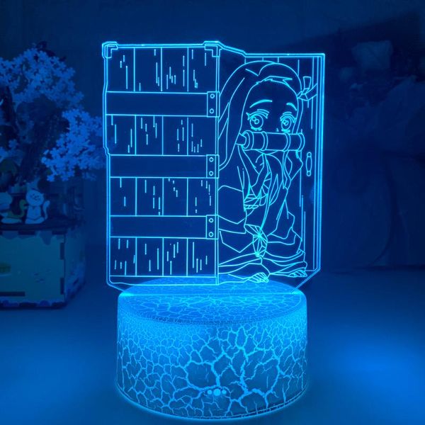 

night lights 3d led acrylic lamp anime demon slayer kimetsu no yaiba nezuko kamado for bedroom decorative birthday gift table light