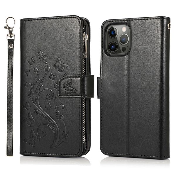

cases cell phone sets suitable for iphone 12 mini embossed multi card zipper mobile cover