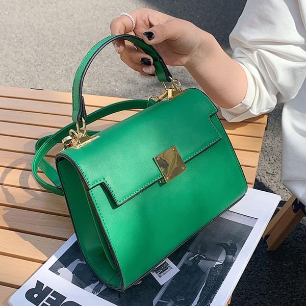 

evening bags green small flip tote bag 2021 fashion summer pu leather women's designer handbag casual shoulder messenger