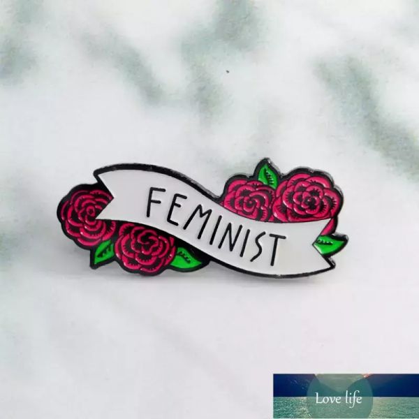 

red rose floral feminist pins badges brooches enamel lapel pin backpack bag accessories gift for women girls factory price expert design qua, Gray