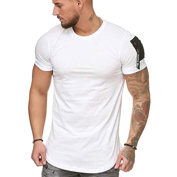 

men's t-shirts 2021 summer fashion solid color round neck t-shirt casual sports comfortable breathable slim fit european size m-5xl, White;black