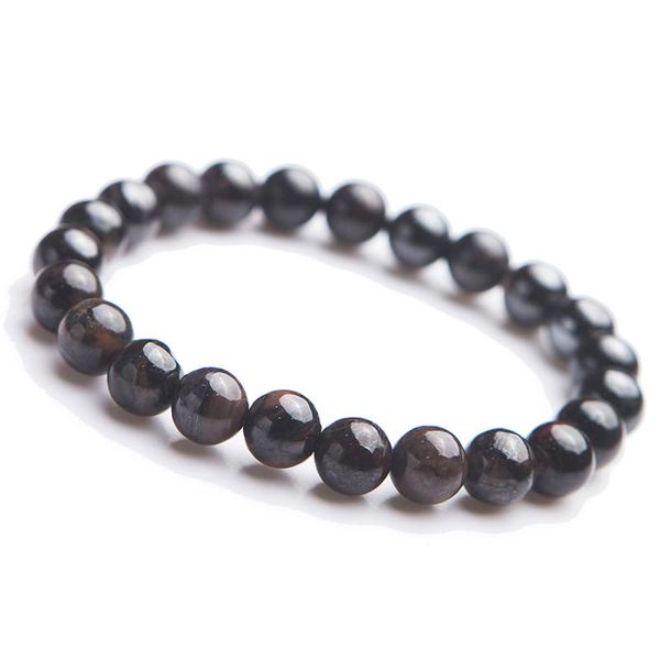 

beaded, strands natural genuine sugilite gems stone crystal round bead stretch bracelet 9mm healing, Black