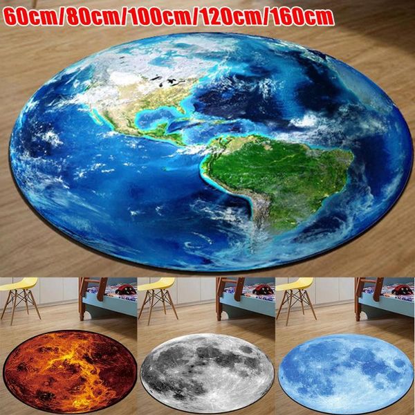 

carpets round earth moon planet 3d print soft carpet anti-slip rug floor mat home decor earth/moon