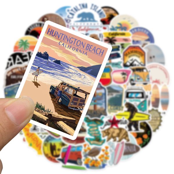 

50pcs california outdoor scenery stickers non-random for car bike luggage sticker lapskateboard motor water bottle snowboard wall decals kid