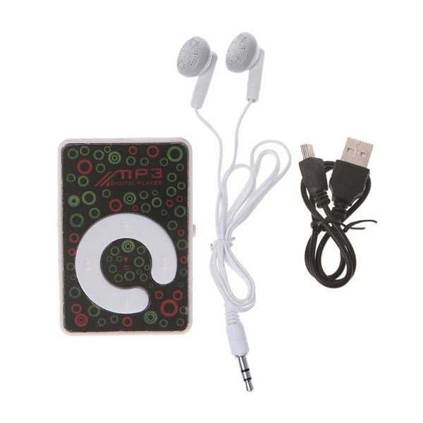 

mini clip dot circle pattern music mp3 player support tf card + usb cable earphone hx6a & mp4 players