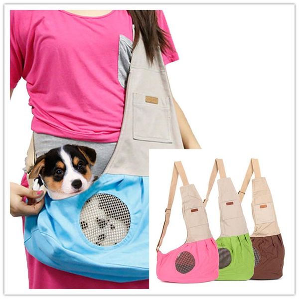 

hand-breathable canvas dog carriers portable small dogs puppy cats slings outdoor travel shoulder chest pet carrying bags car seat cove