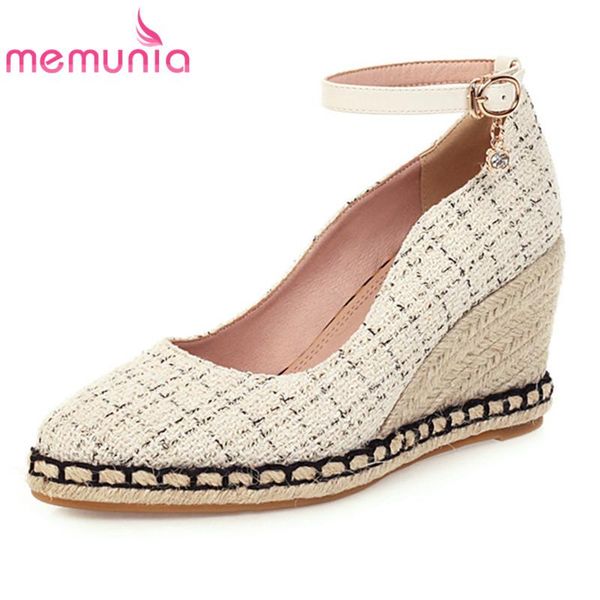 

dress shoes memunia 2021 big size 33-44 women pumps ankle buckle single elegant fashion wedges platform woman party, Black