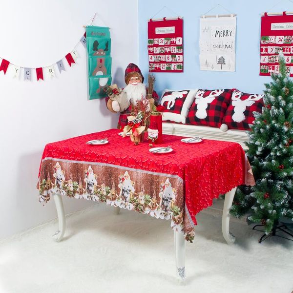 

table cloth 150*180 polyester oil-proof washable tablecloths decoration for christmas party home dinner xmas santa clause elk 2021