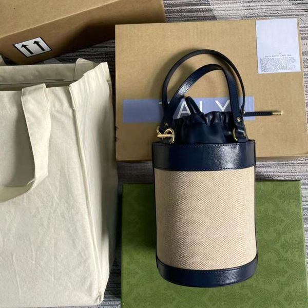 

portable bucket cosmetic bag fashion shoulder crossbody tote designers leather canvas geometric patchwork thread trip package sundries women