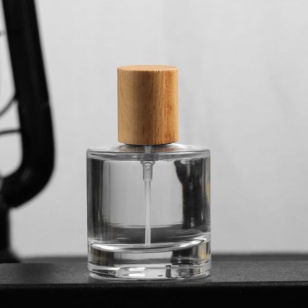 

storage bottles & jars style 50ml thick cylindrical high-grade wood cover crystal bayonet perfume spray bottle 50pcs/lot