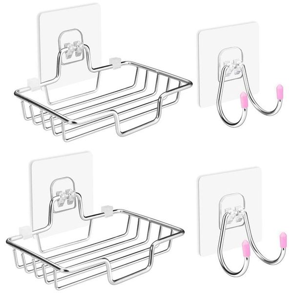 

soap dishes holder for shower, bath holder, wall mounted bar dish shower bathroom & kitchen 2 pack