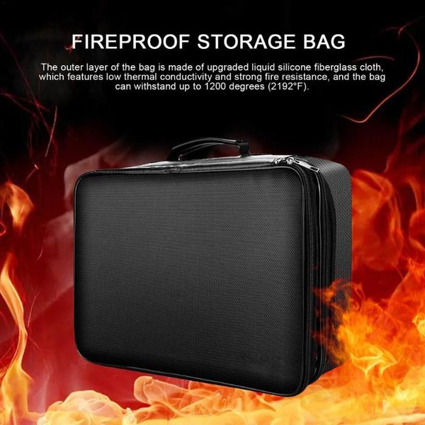 Bolsas de armazenamento Bolsa de documentos à prova de incêndio Travel Case Zip Fechamento OrganizerTravel à prova d'água multifuncional e