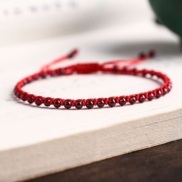 

natural garnet foot chain rope women's hand woven wine red transfer beads, Red;blue