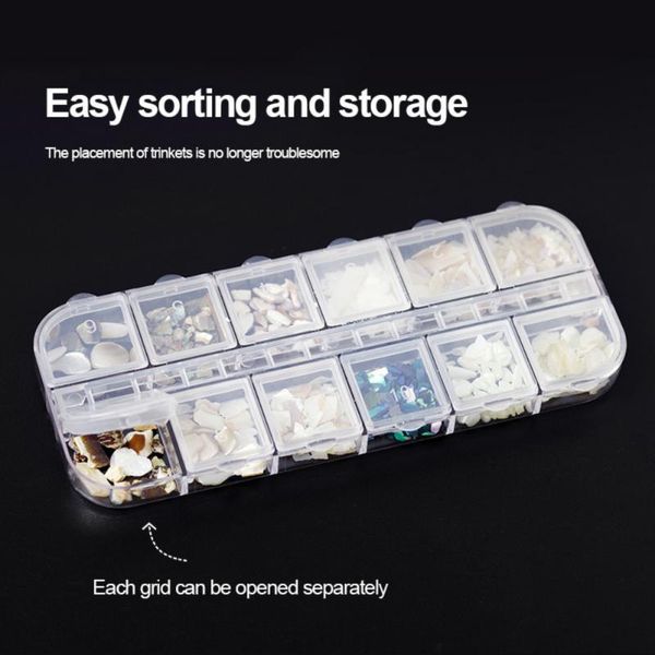 

nail art kits 1pc tool box jewelry dried flower diamond plastic strip set 12 grid long makeup tools