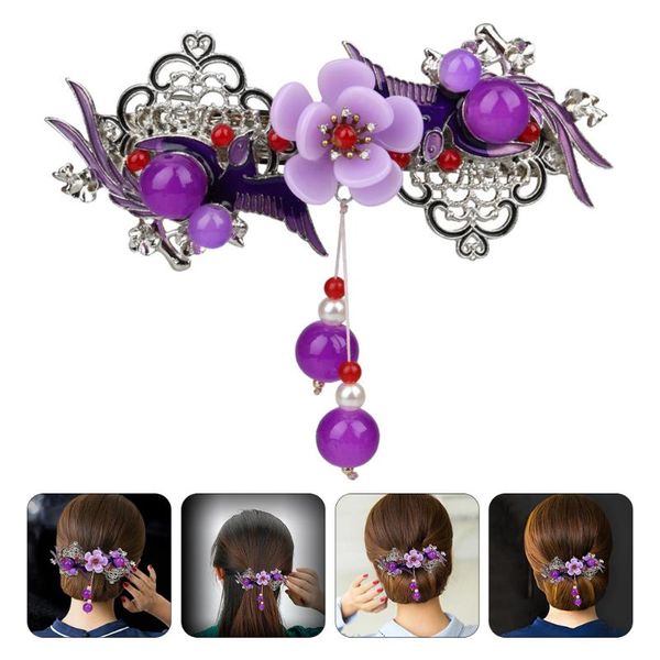 

hair clips retro rhinestone flower clip barrette with dangle charm for back