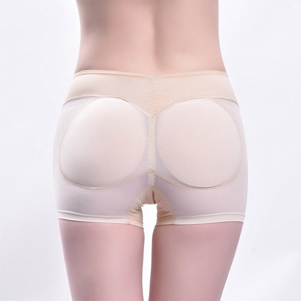 

women's shapers low waist shaping pants boxer mesh gauze hip sponge fake bushorts soft padded underwear women, Black;white
