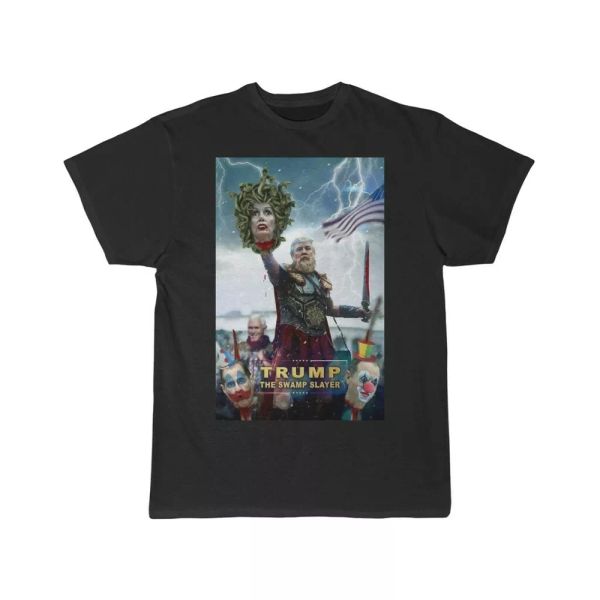 

trump 2020 the swamp slayer men's short sleeve tee, White;black