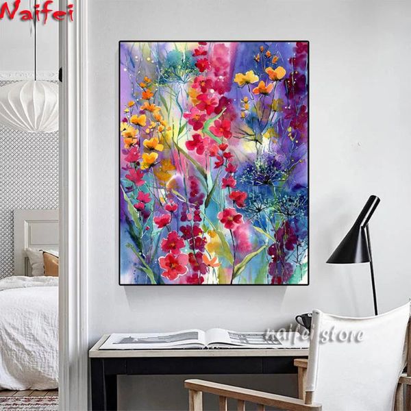 

diamond painting 5d embroidery watercolor flowers diy full drill round square mosaic rhinestone cross stitch kit decor