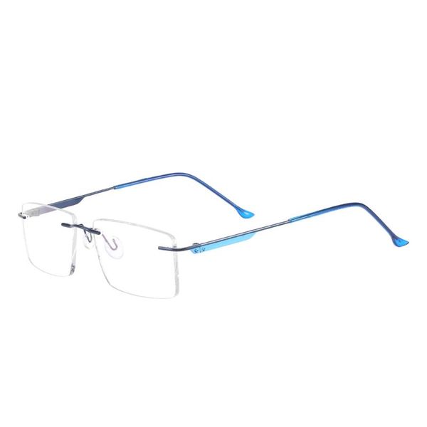 

fashion sunglasses frames rectangular men rimless eyeglasses metal prescription glasses frame for optical lenses myopia presbyopia progressi, Black
