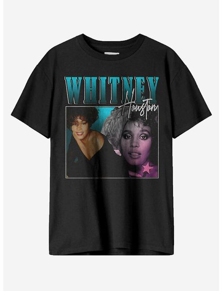 

whitney houston pop portraits t-shirt, White;black