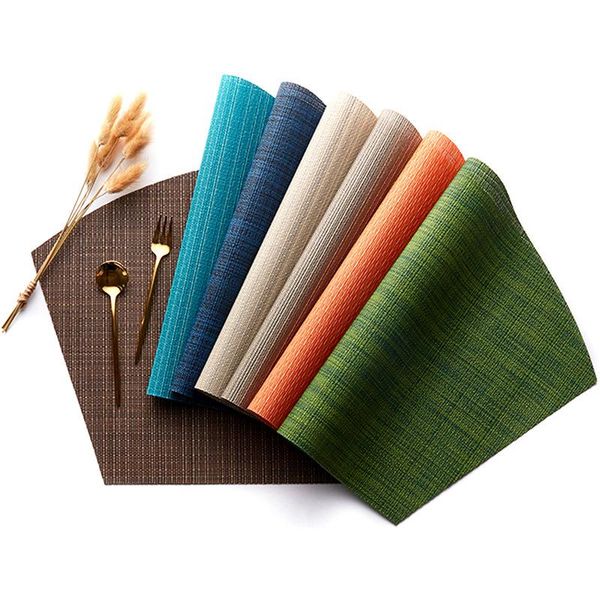 

mats & pads soft fan shaped pvc table mat teslin non-slip heat insulation placemats el restaurant bamboo grain western 1pcs