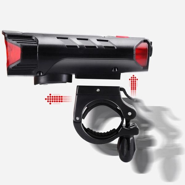 

bikight 5 modes double t6 led solar power bicycle light with horn road mountain bike front usb rechargeable cycling headlight - red