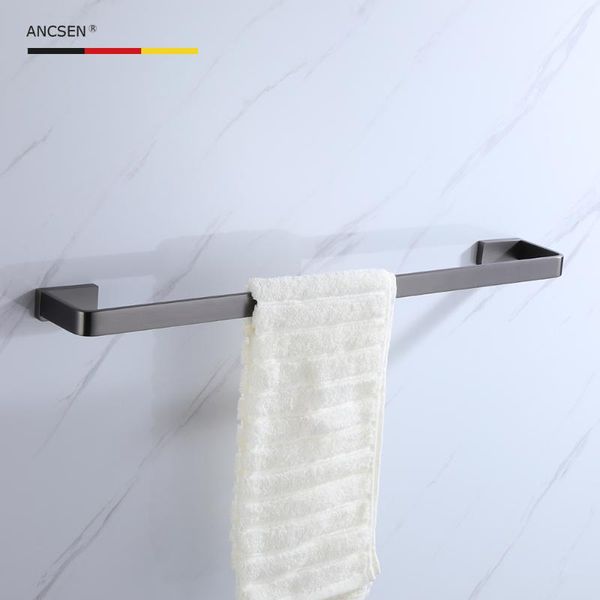 

towel racks stainless steel gun grey wall mounted single rack bathroom holder stand bar cabinet door hanging kitchen bath