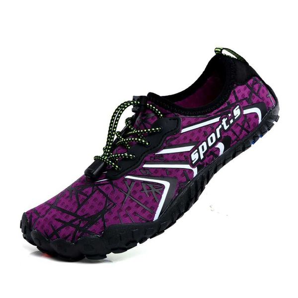 Five Finger Barefoot Upstream Shoes Uomo Donna Nuoto Immersioni Scarpe da acqua Fascia elastica Calzini traspiranti viola chiaro Sneakers Y0714