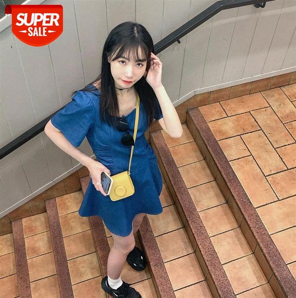 

[squeak 4/14 10:00am] wrinkle-like denim wash water dress #c35w, Black;gray