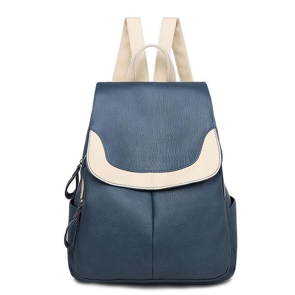 

outdoor bags women's backpack patchwork leather girl school bag anti-theft travel