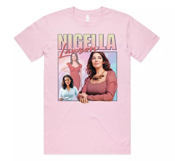 

nigella lawson homage t-shirt tee funny retro tv cook cooking gift 90's, White;black