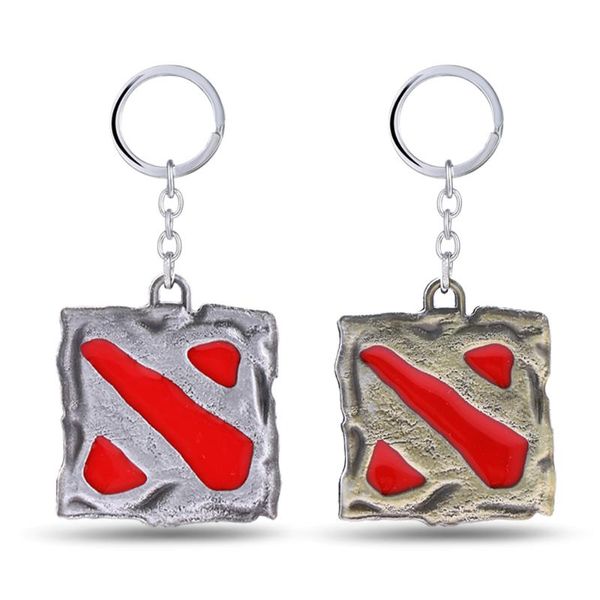 

keychains mengtuyi jewelry dota 2 keyring geometric gold pendant keychain gift chaveiro holder metal red decoration accessory, Silver