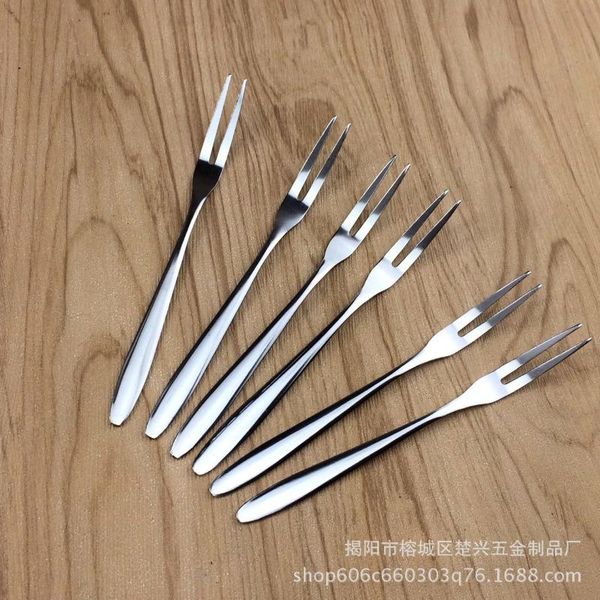 

forks stainless steel fruit fork two teeth toothpick dessert small