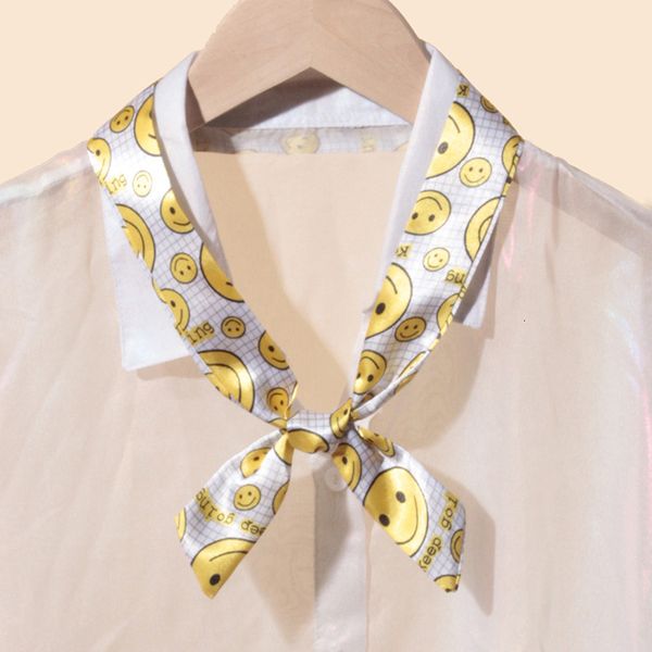 

scarve korean binding bag ribbon silk women's ins decoration versatile head double-sided printing small scarf, Blue;gray
