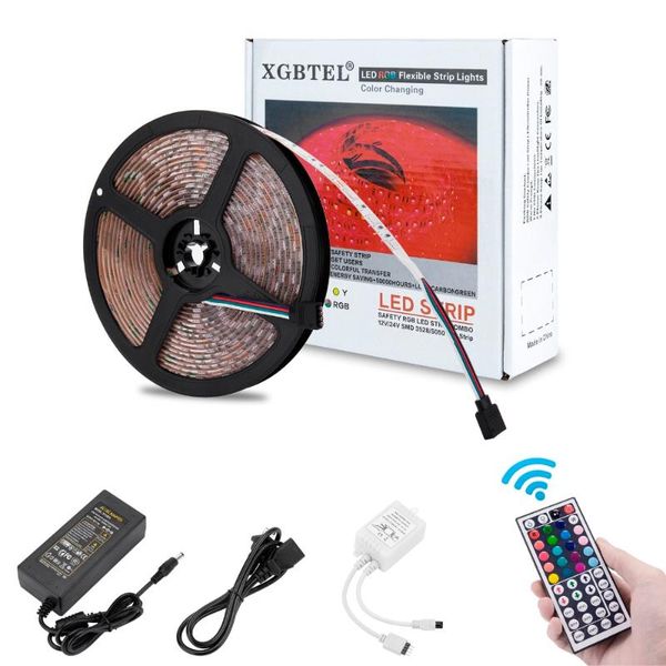 

led strip waterproof dc 12v 5m 300led light strips flexible with 5a power and 44key remote control