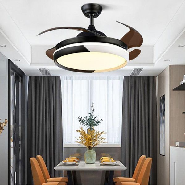 

ceiling fans nordic bedroom decor led living room fan light lamp restaurant dining with lights remote control