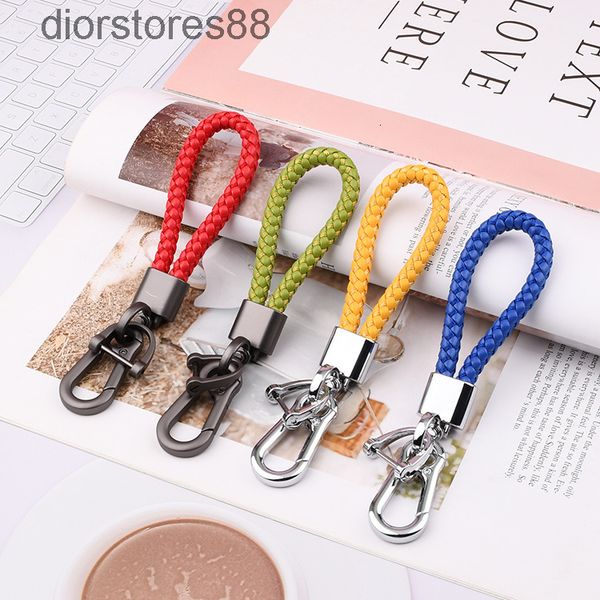 

key chain creative hand woven leather rope car lovely multicolor doll pendant simple anti loss horseshoe ring, Silver