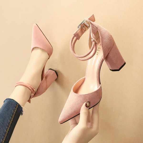 

dress shoes fashion women 8cm block high heels bridal scarpin valentine pumps ladies pointed toe black khaki plaza female