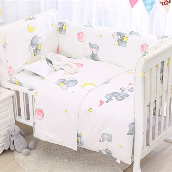 

whashable kids bed protector bumpers baby bedding sets borns crib set infant cot accessori sheet pillowcase 6pcs/set