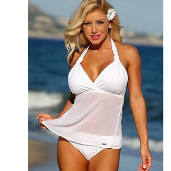

women's swimwear 21 large mesh pattern fattening split swimsuit bikini, White;black