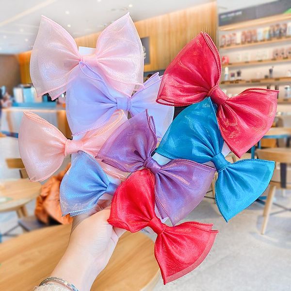 

hair accessories 2021 children cute candy lace tie bow ornament clips baby girls lovely sweet barrettes hairpins kids, Slivery;white