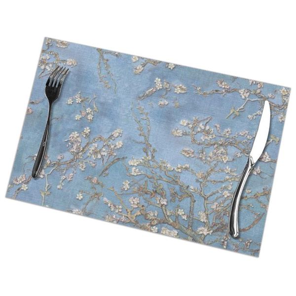 

pcs placemat blue cherry blossoms fabric table mats tableware kitchen tool & pads