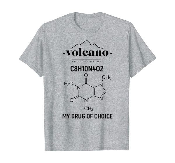 

volcano coffee caffeine tee- shirt, White;black
