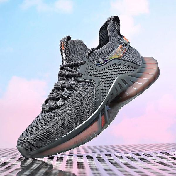 

dress shoes high-end men's fitness sports shoes, fashionable fish scale flying knit socks outdoor comprehensive training, Black
